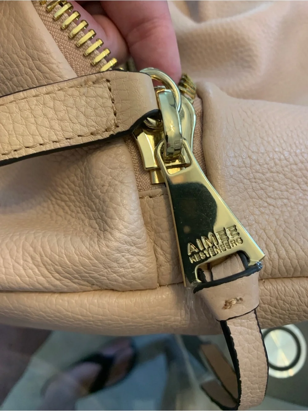 Aimee Kestenberg Tamitha Pink/Cream Leather Backpack with Gold Zip Detail NWOT